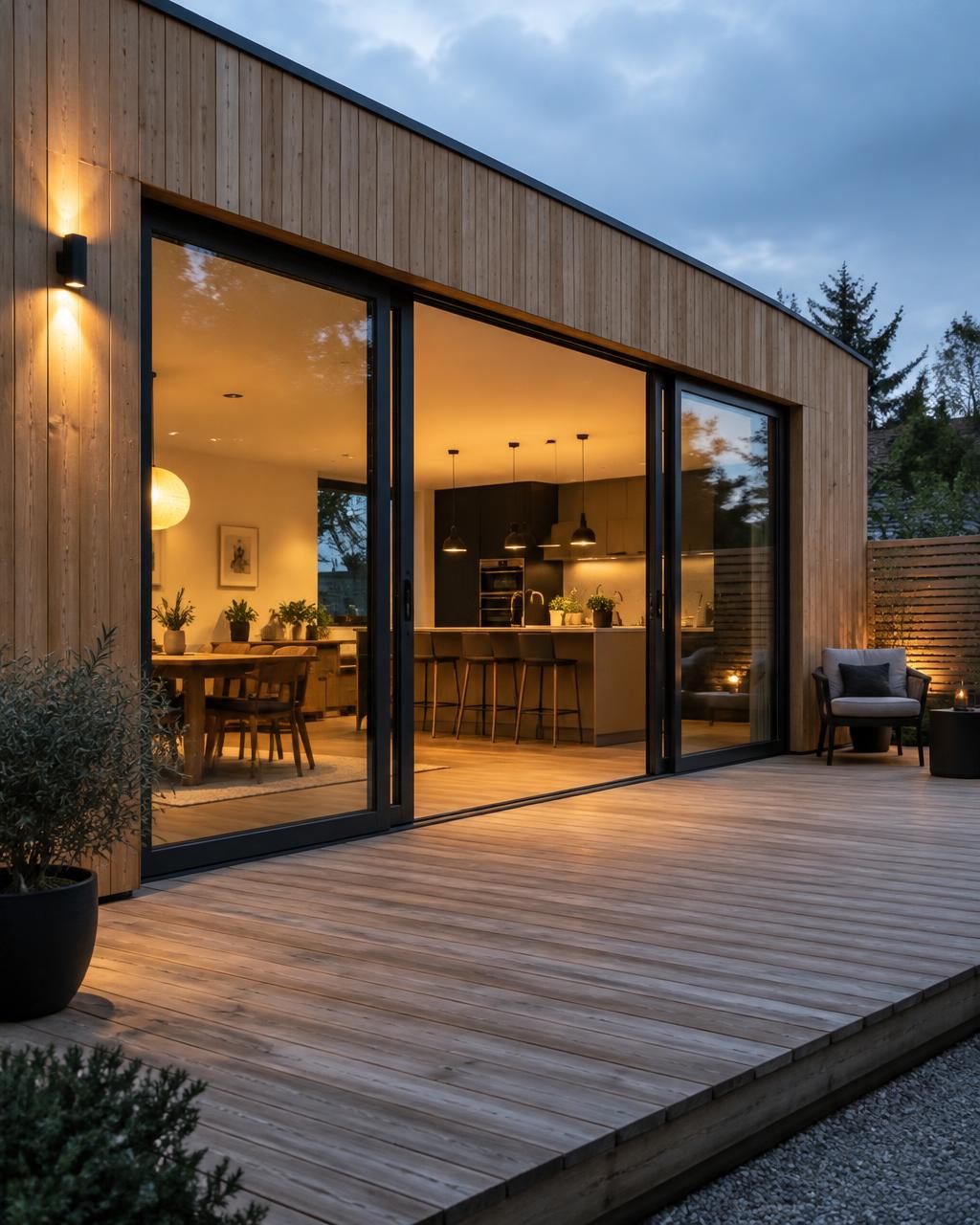 Illustrasjon: Tilbygg med terrasse
